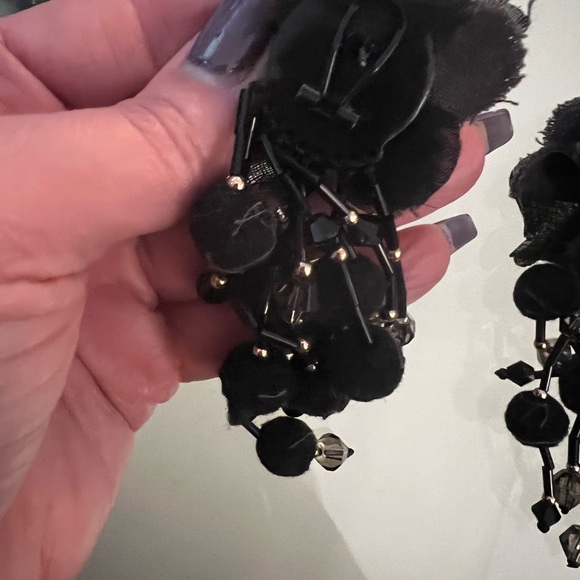 One of kind flower velvet earrings - Picture 3 of 3